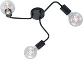 LED Plafondlamp - Trion Dolla - E27 Fitting - 3-lichts - Rond - Mat Zwart - Aluminium - BSE