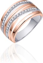 Jewels Inc. Bague - Zircone Blanche - Argent Massif Plaqué Or Rose - Taille 52