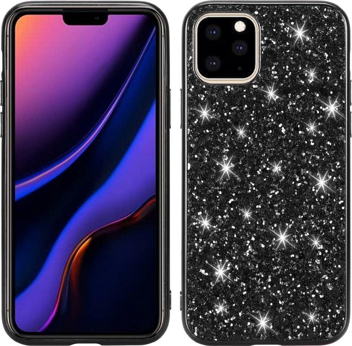 Coverup Glitter Back Cover - Geschikt voor iPhone 11 Hoesje - Zwart