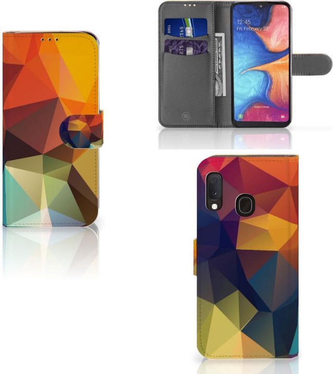 Samsung Galaxy A20e Book Case Polygon Color