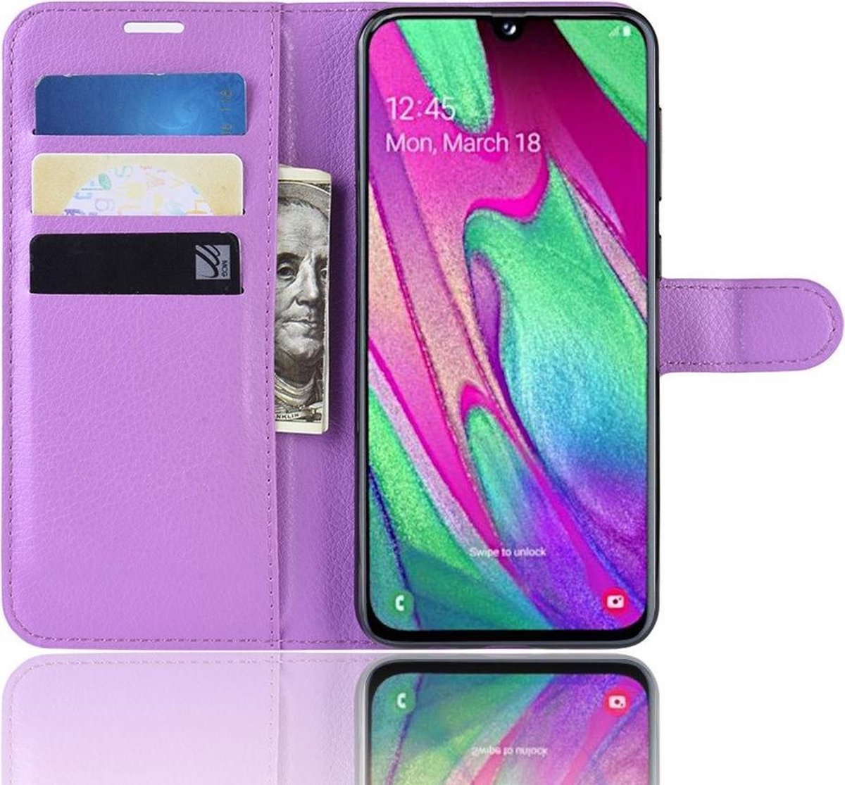 Samsung Galaxy A40 Hoesje - Wallet Case - Paars | bol.com