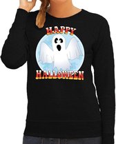Halloween Happy Halloween spook verkleed sweater zwart voor dames - horror spook trui / kleding / kostuum XS