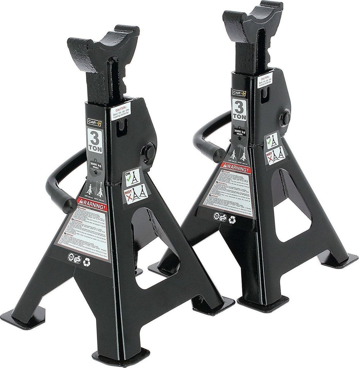 Car Plus Assteunen 3 Ton Staal Zwart 2 Stuks