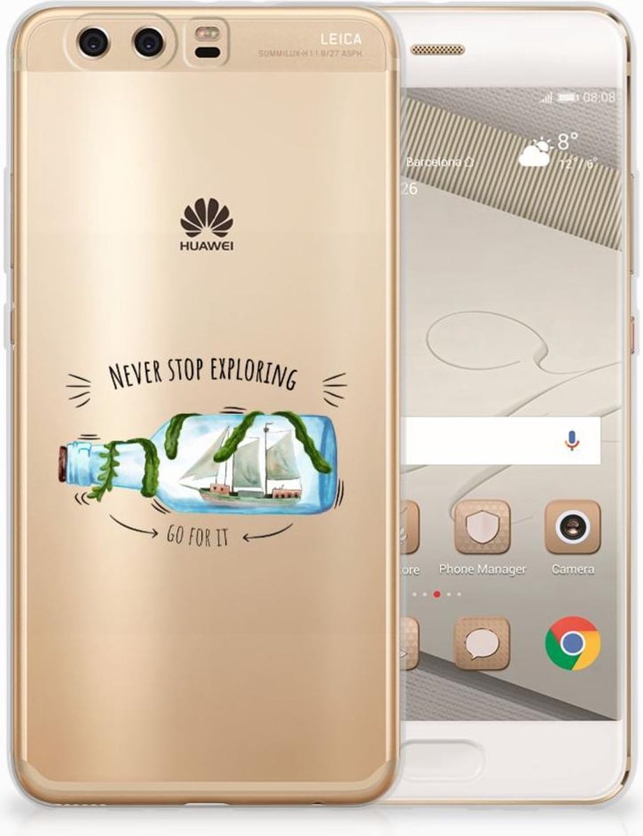 Back Cover voor Huawei P10 Plus Telefoonhoesje met Naam Boho Bottle