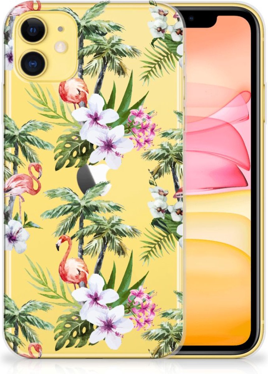 Apple iPhone 11 TPU Hoesje Flamingo Palms