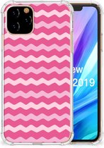 Apple iPhone 11 Pro Doorzichtige Silicone Hoesje Waves Pink