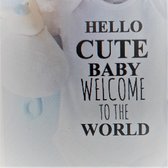 Baby Rompertje cadeautje zwangerschap aankondiging tekst hallo | hello cute baby welcome to the world  | korte mouw | wit zwart | maat 50-56 | geboorte kraamcadeau cadeau