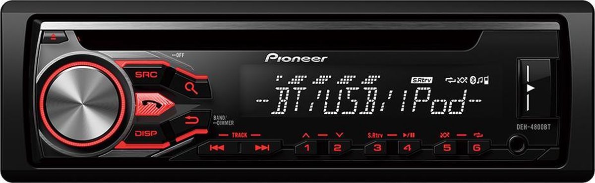 Pioneer DEH-4800Bt - Autoradio Enkel DIN - USB - CD - Bluetooth - Rood |  bol.com