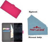 Pearlycase® Roze effen Wallet Bookcase Hoesje voor Nokia 6 (2018)