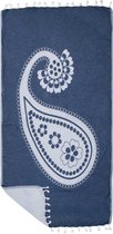 ZusenZomer Hamamdoek Paisley XL - hammam strandlaken saunadoek - 100x185 - blauw