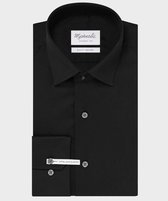 Michaelis Uni zwart shirt (Extra lange mouwen)-boordmaat: 45/7 Pasvorm:Getailleerd Michaelis Overhemden