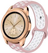 DrPhone Siliconen Polsband Galaxy Watch 40 mm & 42 mm - 20 mm Sportband – Roze/Wit