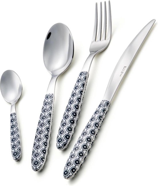 Bestekset Zwarte bestek Set Mirror Polijsten Rvs 304 Stickware Set Goudgereedschap Keuken Servies Mes Vork Lepel diner (Color : Beige, Size : 4 Set