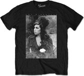 Amy Winehouse Heren Tshirt -S- Flower Portrait Zwart