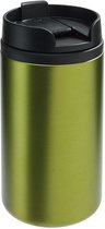 Thermosbeker/warmhoudbeker metallic groen 290 ml - Thermo koffie/thee isoleerbekers dubbelwandig met schroefdop