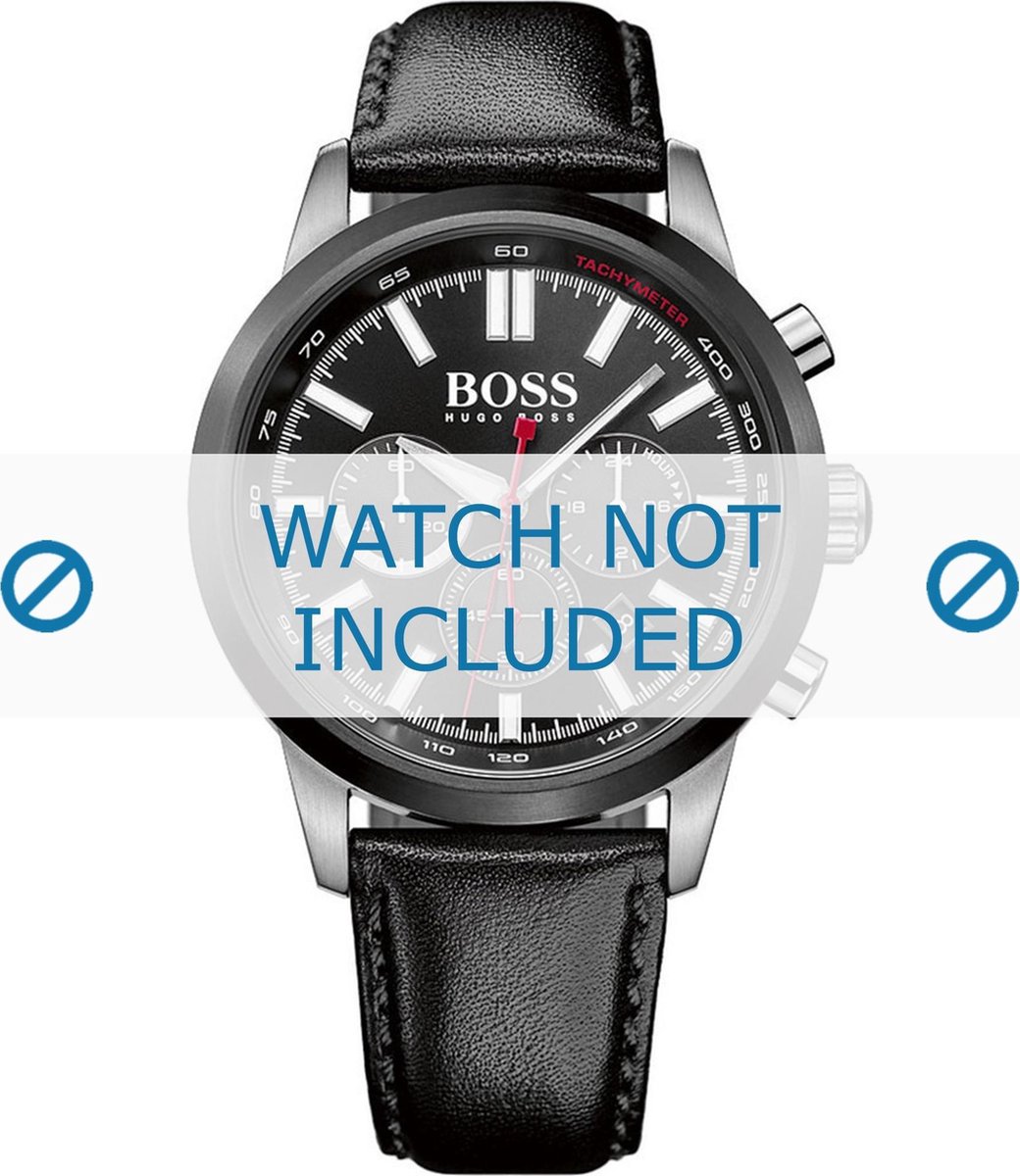 Horlogeband Hugo Boss HB-266-1-34-2875 / HB1513191 Leder Zwart 22mm |  bol.com