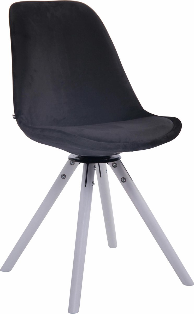CLP Troyes Eetkamerstoel - Rond frame - Fluweel wit zwart