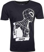 Marvel SpiderMan Heren Tshirt -L- Side View Spidey Zwart