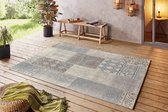 Binnen & buiten vloerkleed patchwork Symi - blauw/bruin 80x150 cm