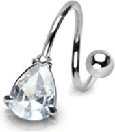 Navelpiercing tear drup wit