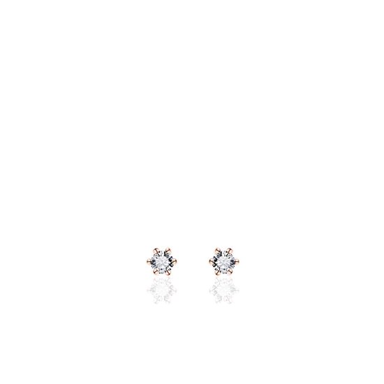Jewels Inc. - Oorbellen - Oorstekers Solitaire gezet met Zirkonia - 3mmØ - Roségoud Verguld Zilver 925