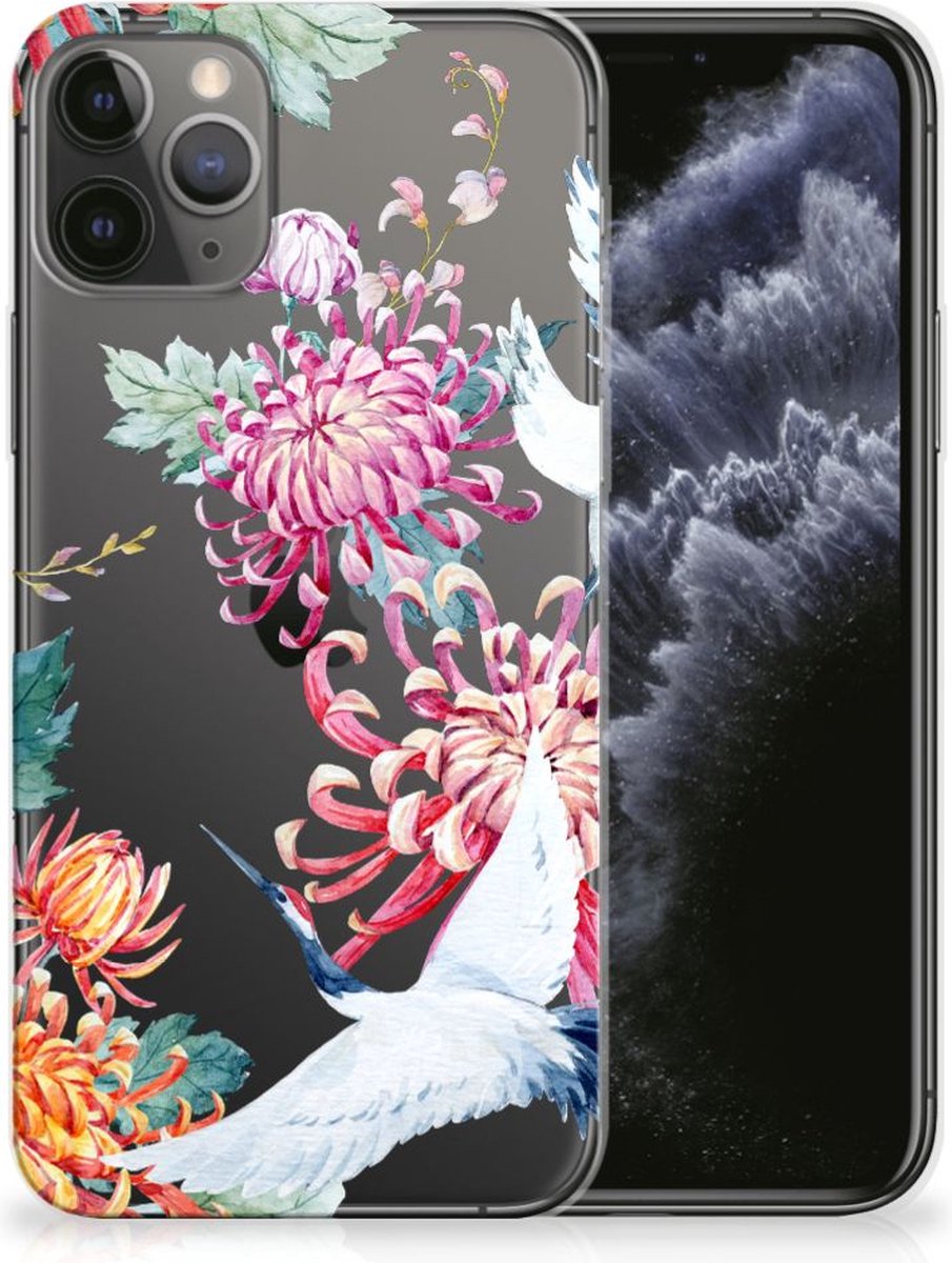 Apple iPhone 11 Pro TPU Hoesje Bird Flowers
