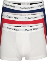 Calvin Klein low rise trunks (3-pack) - lage heren boxers kort - rood - wit en blauw -  Maat: L