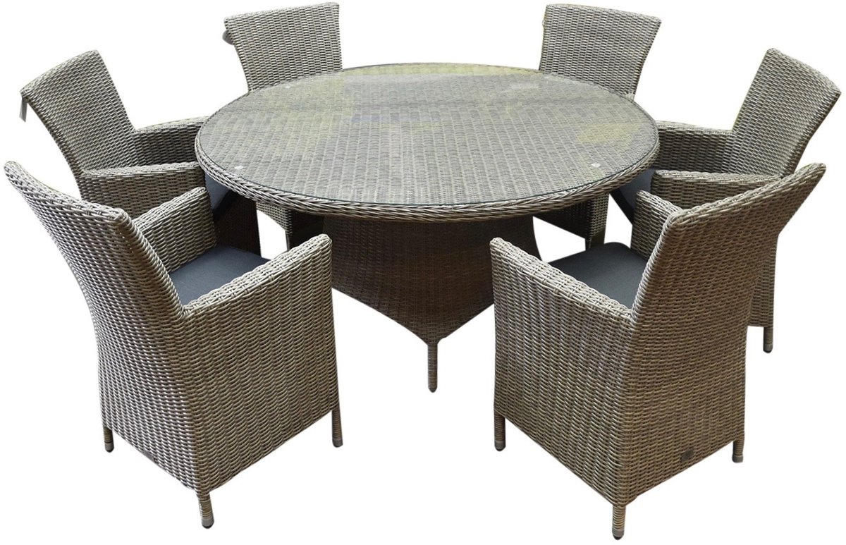 Capri Riccione dining tuinset 150 cm rond 7-delig grijs