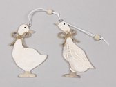Decoratiehangers - Pbh. 4 Wooden Geese/hanging 2 Keuzemogelijkheden Natural 9.5 Cm