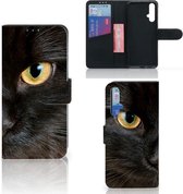 Huawei Nova 5T | Honor 20 Telefoonhoesje met Pasjes Zwarte Kat