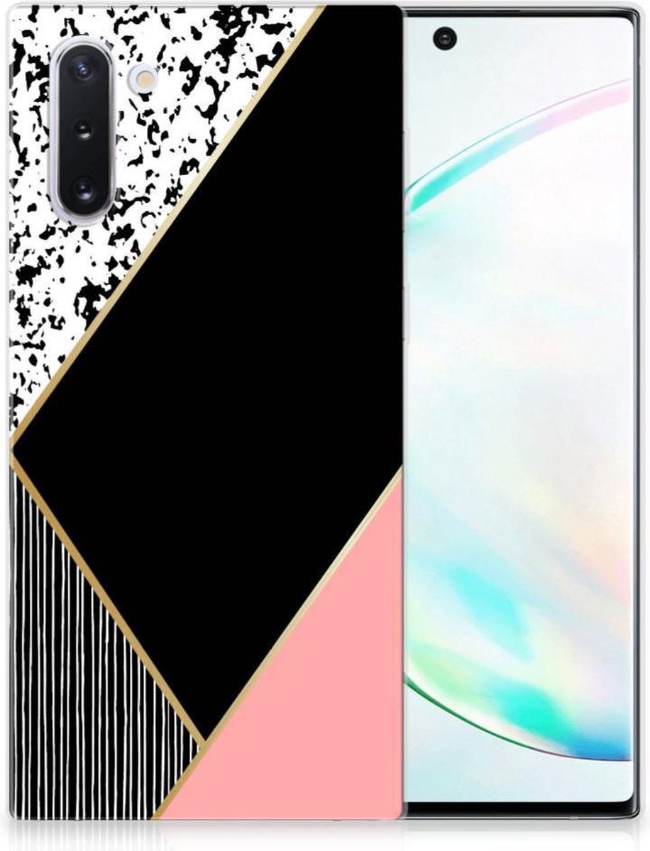 Samsung Galaxy Note 10 TPU Hoesje Zwart Roze Vormen