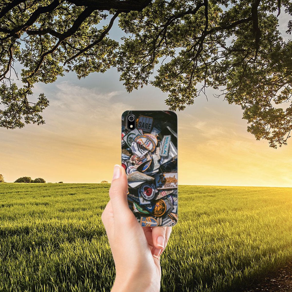 Xiaomi Redmi 7A Siliconen Hoesje met foto Badges