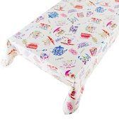 Tafelzeil Teacups -  140 x 300 cm - Multi tafellaken - Tafelkleed plastic - Voor buiten en binnen - Verschillende maten - Geleverd in een koker