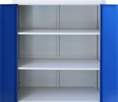 Kantoorkast 90x40x140 cm metaal grijs en blauw (incl. vloerviltjes)