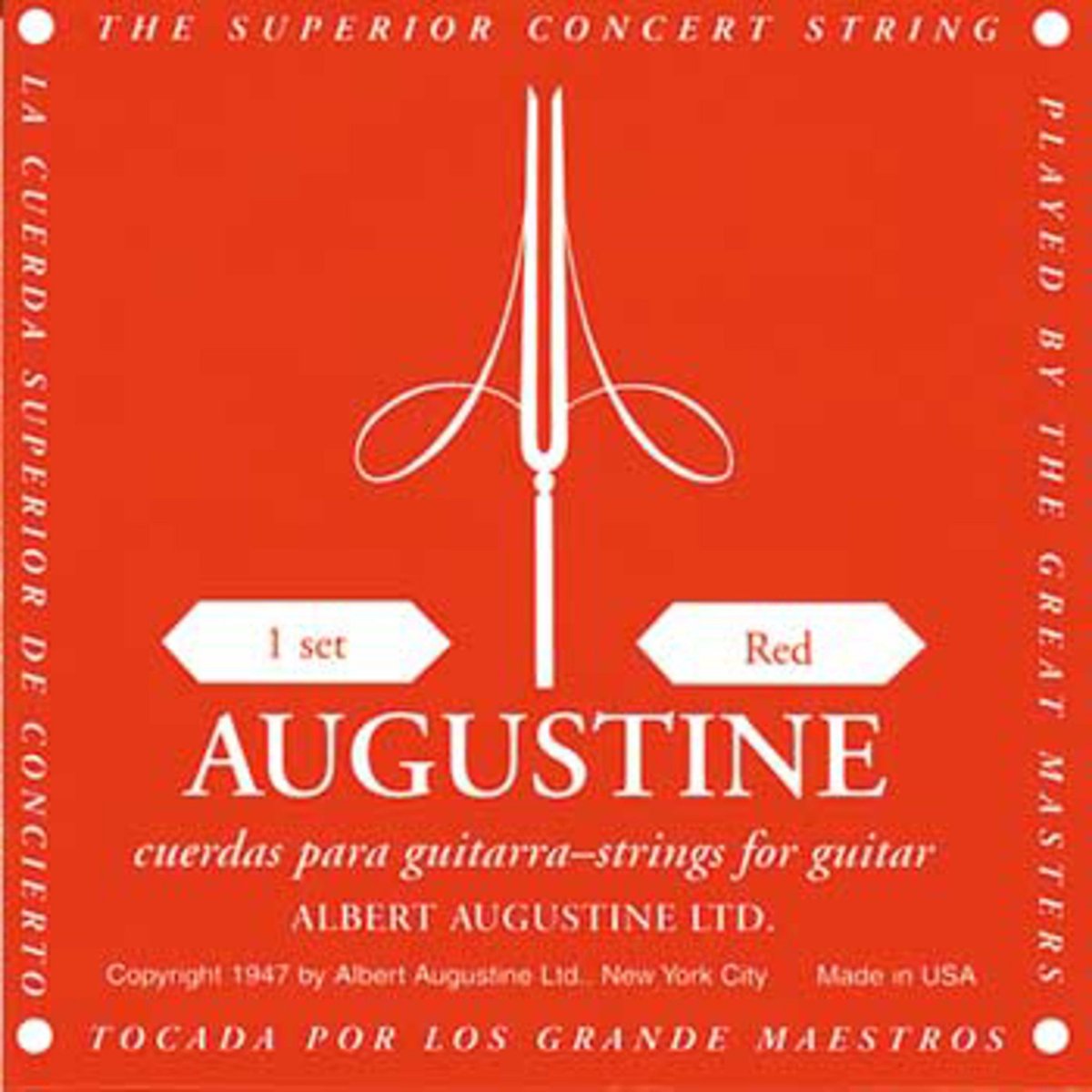 Snarenset klassieke gitaar - Augustine AU-CLRD - Red - Regular trebles - Medium tension basses