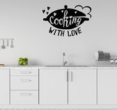 Muursticker Cooking with love | Muursticker keuken | Keuken stickers | Decoratie | Keuken decoratie | Muursticker laten maken