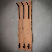 Fraaai® kapstok Carter - wandkapstok - hangend - garderoberek - industrieel - acaciahout - hout - metaal - 2x3 haken - 35x100 cm