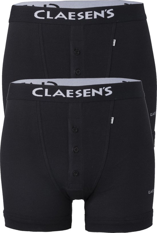 Claesen's Basics boxers (2-pack) - retro rib heren boxers met gulp - zwart - Maat: L