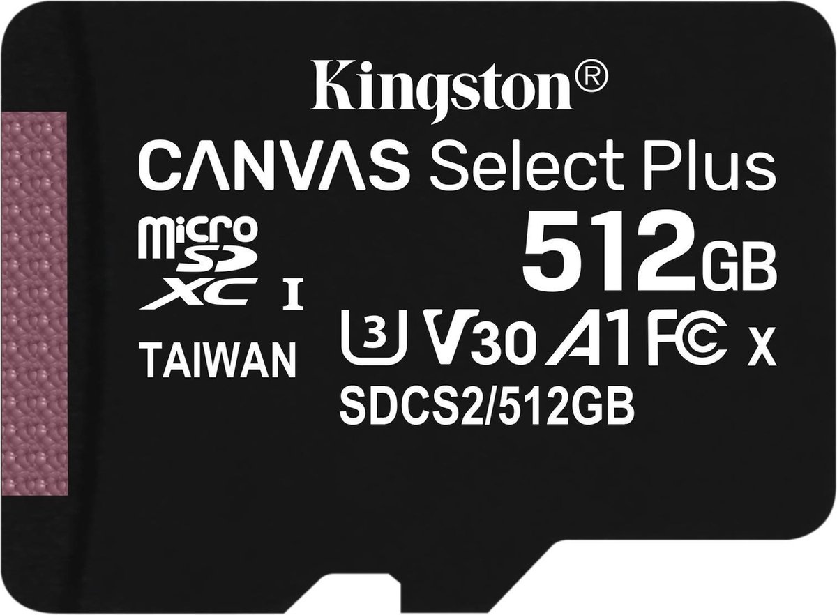 Kingston Canvas Select Plus microSD Card 10 UHS-I - 512GB - inclusief SD adapter