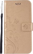 Shop4 - Samsung Galaxy A30s Hoesje - Wallet Case Vlinder Patroon Goud