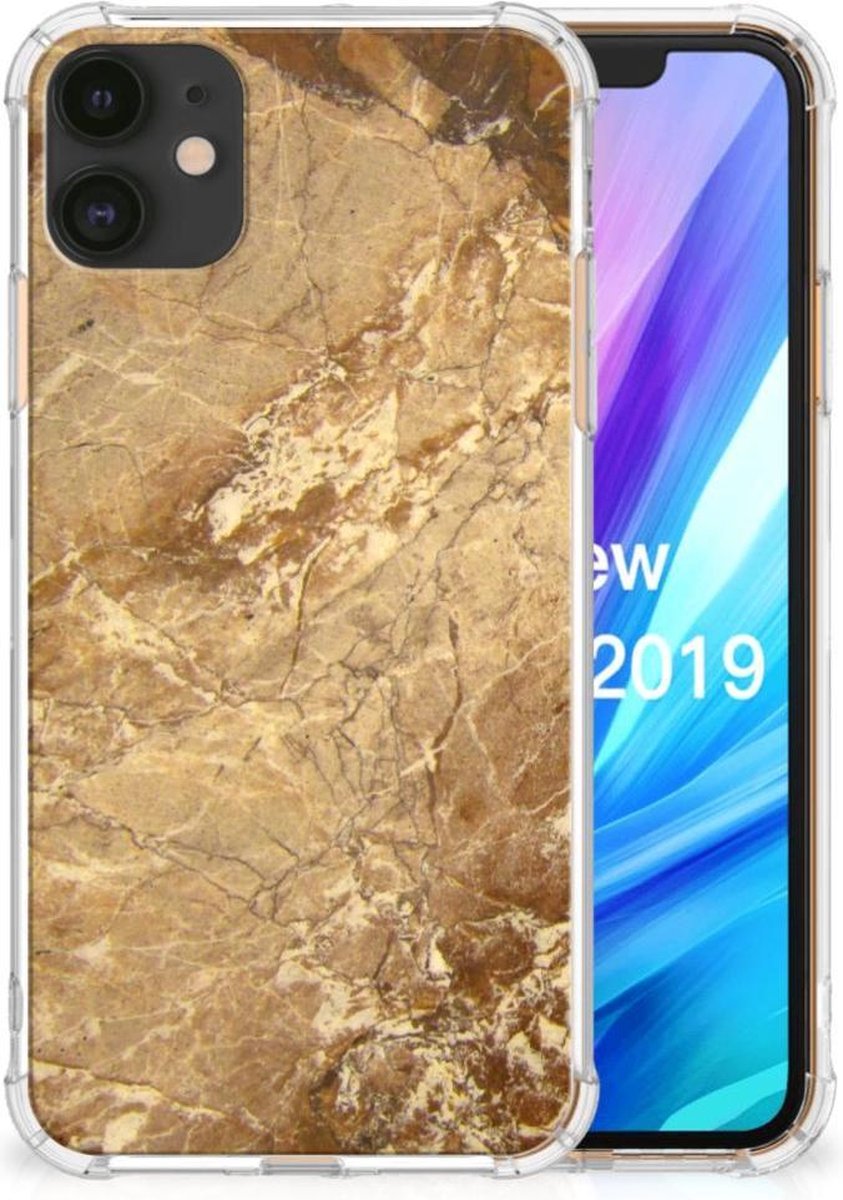 Back Cover voor Apple iPhone 11 Anti-Shock Hoesje Marmer Creme