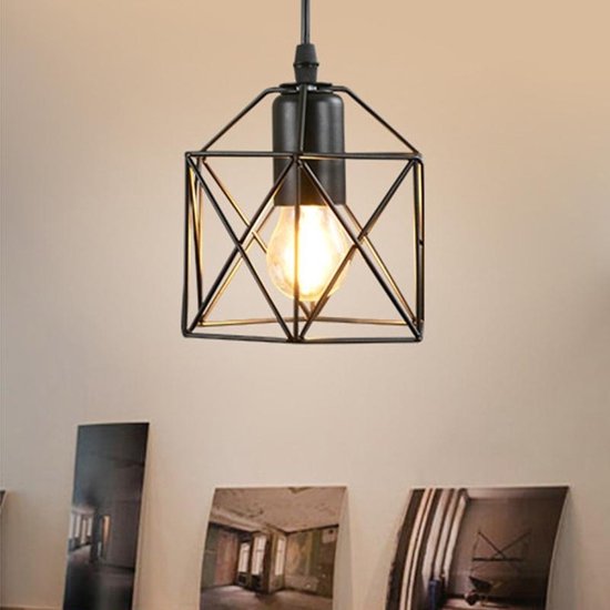 YWXLight smeedijzer kunst Milimalist metalen vierkante frame plafondlamp  hanglamp voor... | bol.com