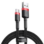 Baseus Geweven Nylon USB naar USB-C Fast Charge Kabel 0.5M Grijs