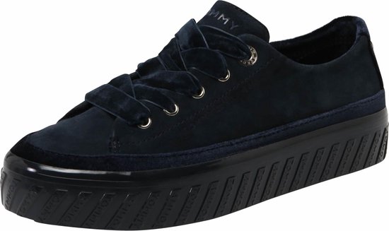 Tommy Hilfiger sneakers laag velvet lace flatform Donkerblauw-39 | bol.com