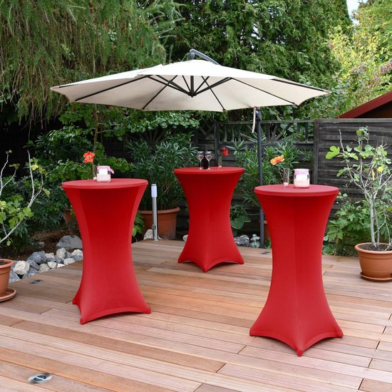 Beautissu Housse de table debout Stella Ø 80 cm jupe de table debout pour table debout - décoration de fête adaptée à la restauration - décoration de fête extensible pour chaque table - lot de 2 rouge