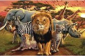 Diamond Painting De Afrikaanse dieren 50x75cm. (Volledige bedekking - Ronde steentjes) diamondpainting inclusief tools