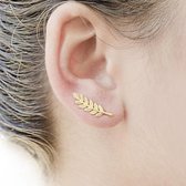 Joboly Trendy blad veer leaf oorbellen langs je oorlijn kort - Dames - Goudkleurig