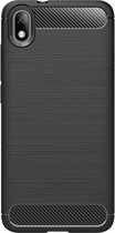 Shop4 - Xiaomi Redmi 7A Hoesje - Zachte Back Case Brushed Carbon Zwart