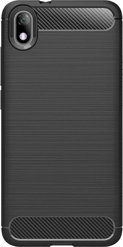 Shop4 - Coque Xiaomi Redmi 7A - Coque arrière souple Noir carbone brossé