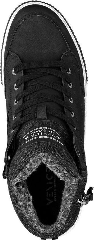Venice Heren Zwarte halfhoge sneaker warm gevoerd - Maat 42 | bol.com